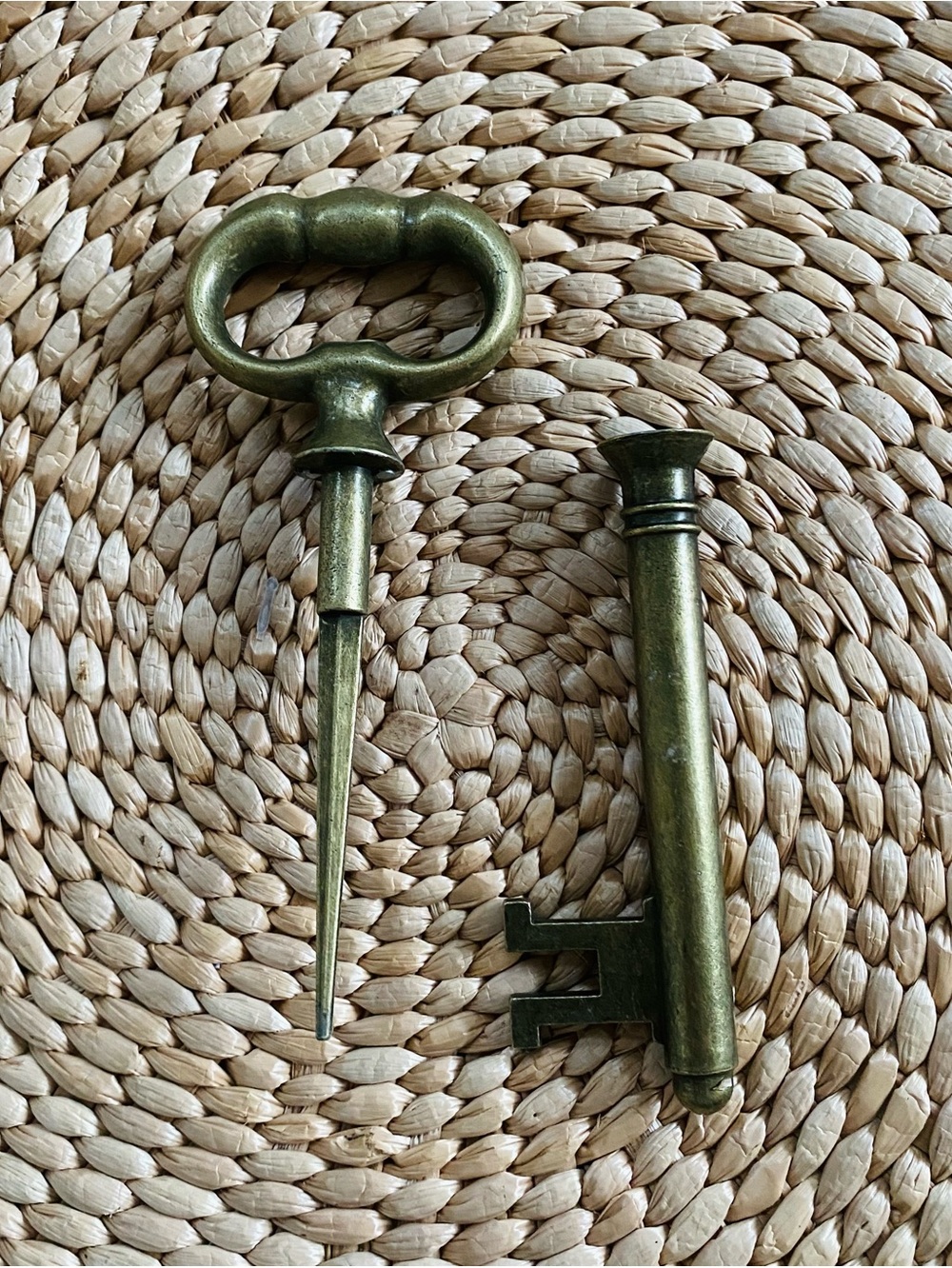 Vintage Solid Brass Skeleton Key Hidden Letter Opener Spime & Decor Piece
